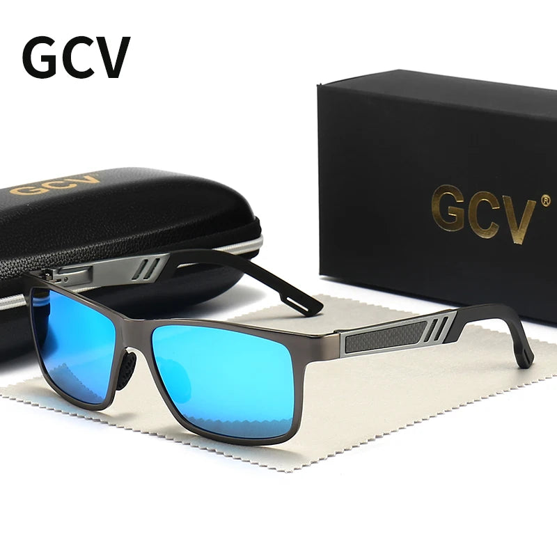 GCV Men’s Polarized Sunglasses – Aluminum Magnesium, Rectangle, UV400 Driving Shades