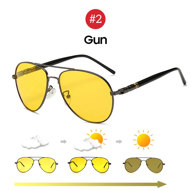 VIVIBEE Photochromic Sunglasses – Polarized, Night Vision, Pilot Style, Driving