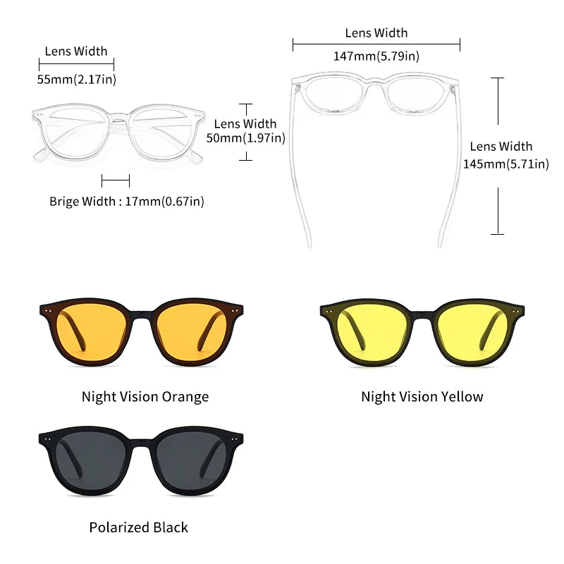 GCV Night Vision Sunglasses – Polarized, Yellow Lens, Driving Eyewear, Unisex
