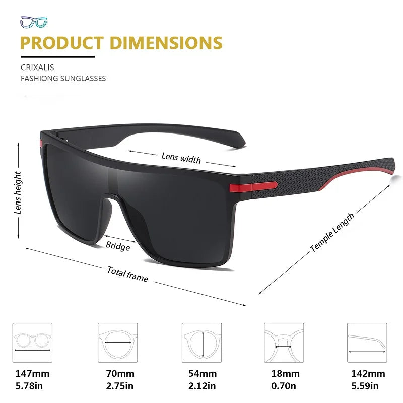 CRIXALIS Polarized Sunglasses – Men & Women, Oversized Square, UV400, Anti-Glare
