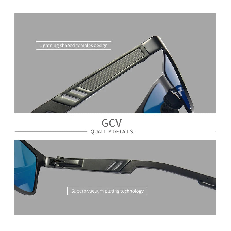 GCV Men’s Polarized Sunglasses – Aluminum Magnesium, Rectangle, UV400 Driving Shades