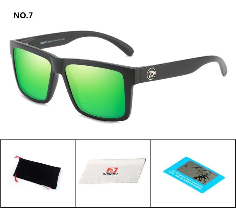 DUBERY Men’s Polarized Sunglasses – Retro, Driving, UV400, Square Mirror