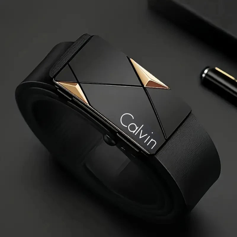 Men’s PU Leather Belt with Automatic Buckle – Casual & Business Style