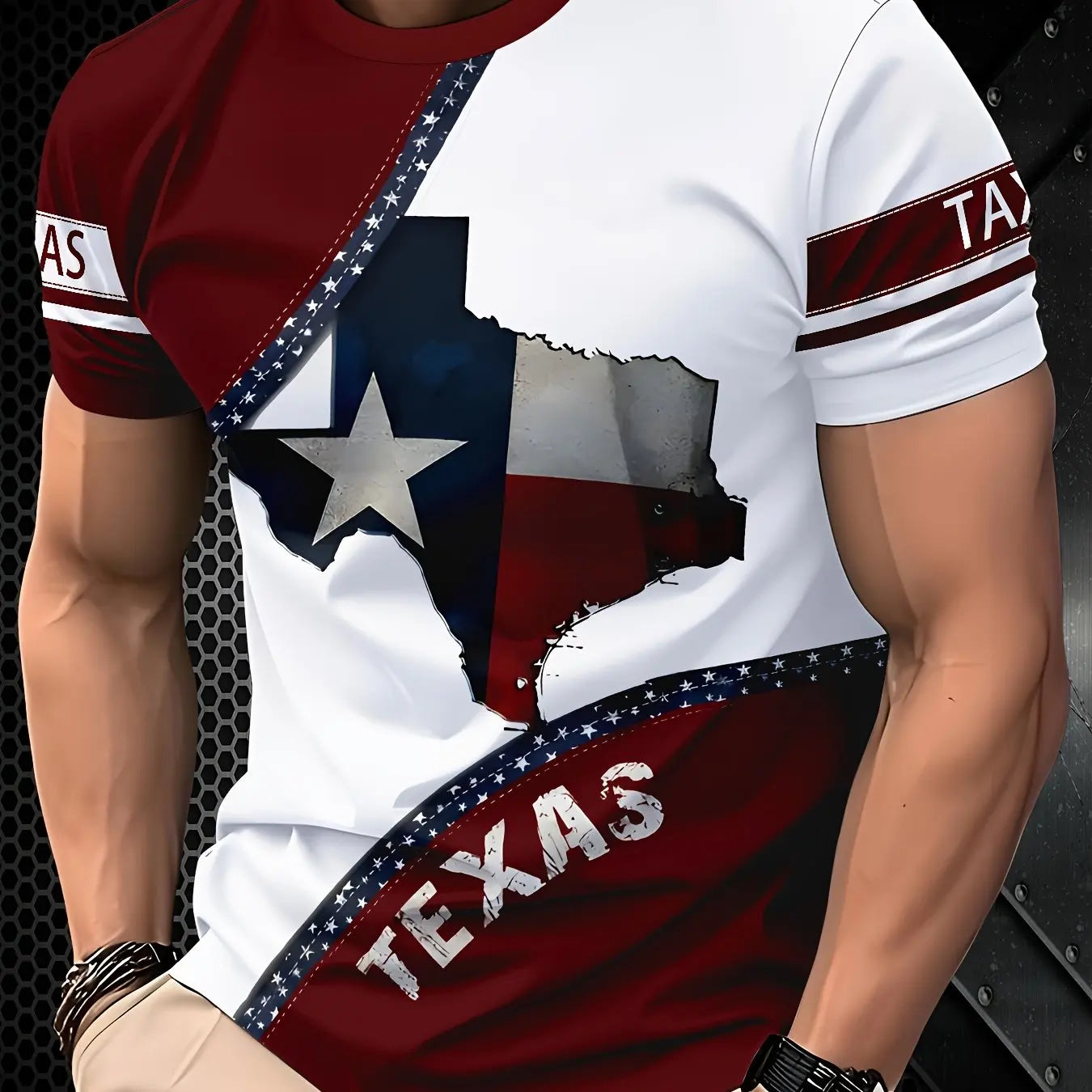 Men’s Texas Flag T-Shirt – Crew Neck, Polyester Knit, Regular Fit