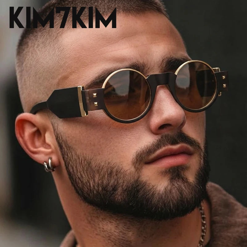 Men’s Small Round Steampunk Sunglasses – Luxury Y2K, Retro, UV400