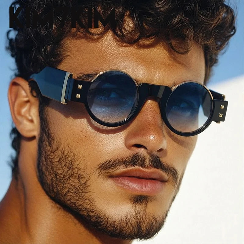Men’s Small Round Steampunk Sunglasses – Luxury Y2K, Retro, UV400