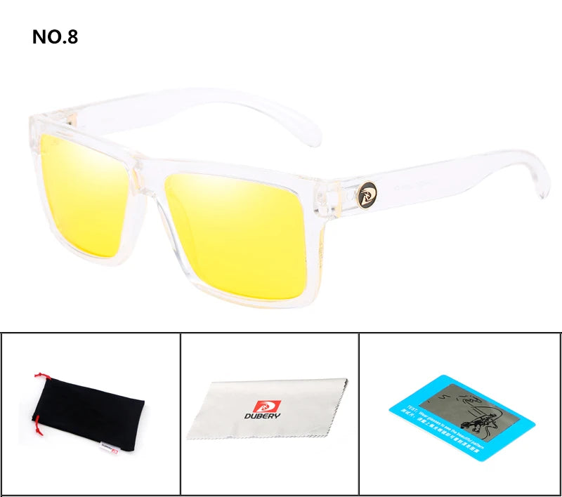DUBERY Men’s Polarized Sunglasses – Retro, Driving, UV400, Square Mirror