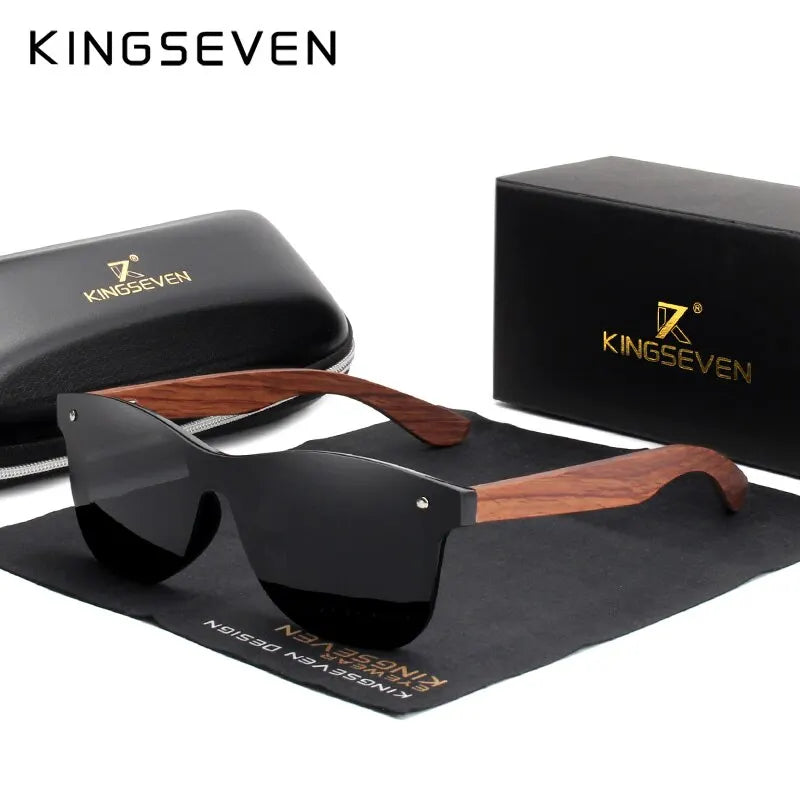 KINGSEVEN Natural Wooden Sunglasses – Men & Women, Polarized, Vintage, Handmade