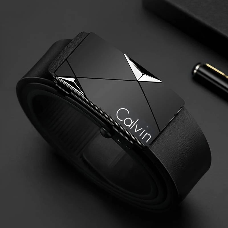 Men’s PU Leather Belt with Automatic Buckle – Casual & Business Style