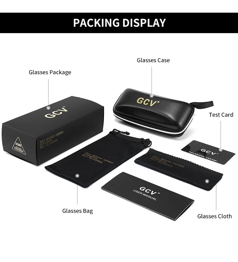 GCV Men’s Polarized Sunglasses – Aluminum Magnesium, Rectangle, UV400 Driving Shades