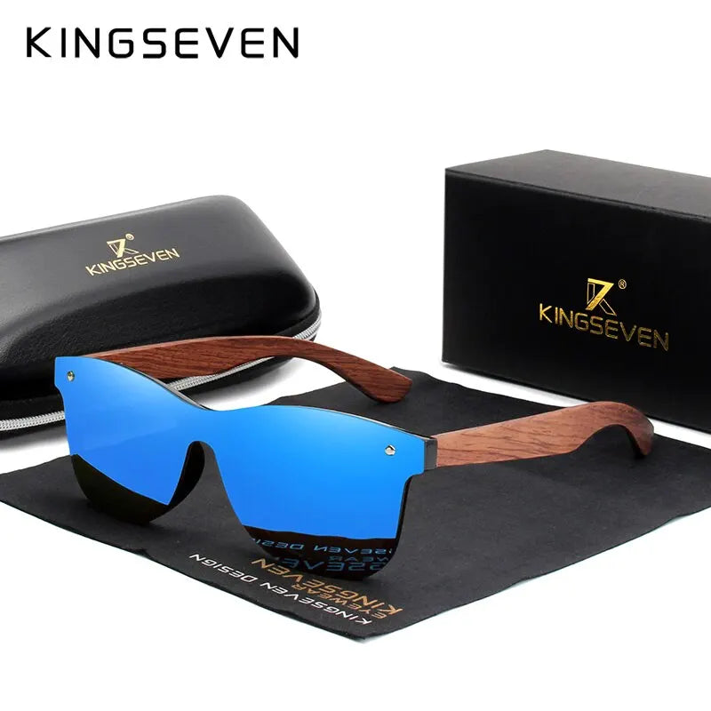 KINGSEVEN Natural Wooden Sunglasses – Men & Women, Polarized, Vintage, Handmade
