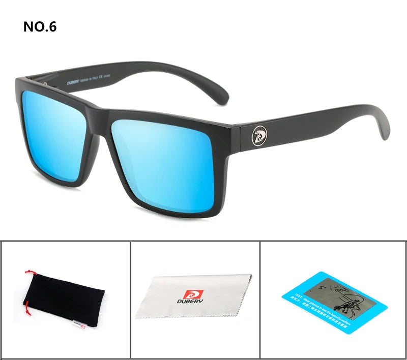 DUBERY Men’s Polarized Sunglasses – Retro, Driving, UV400, Square Mirror