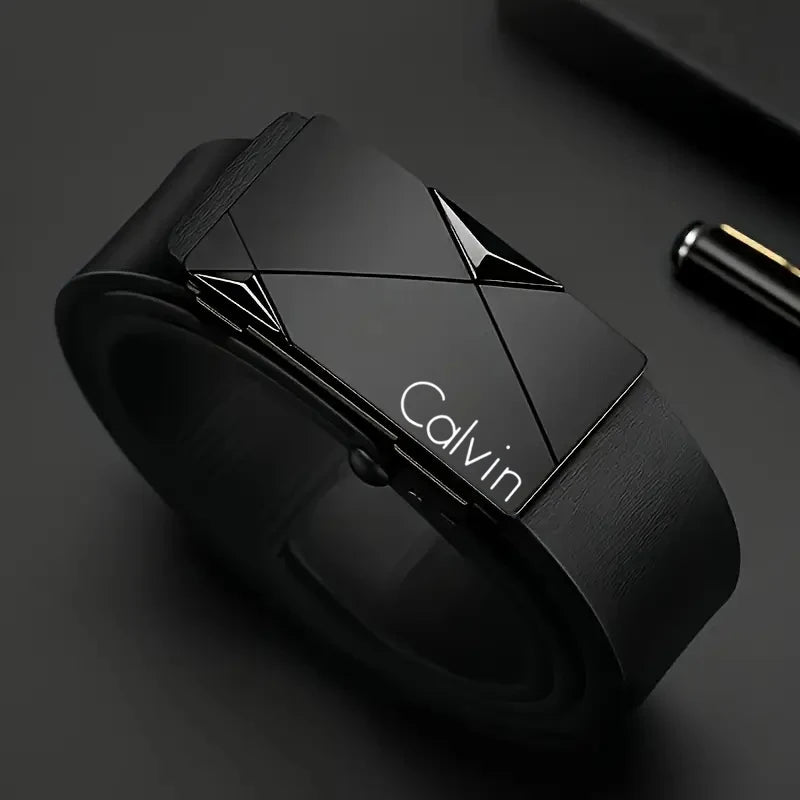 Men’s PU Leather Belt with Automatic Buckle – Casual & Business Style