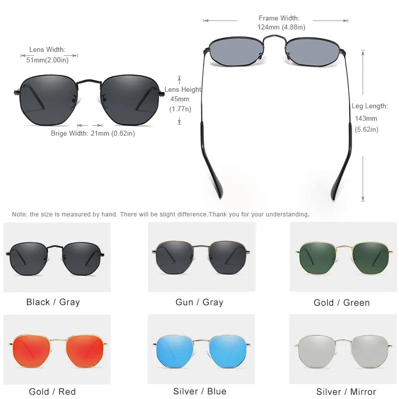 KINGSEVEN Men’s Hexagon Retro Sunglasses – Reflective Leisure Sun Glasses