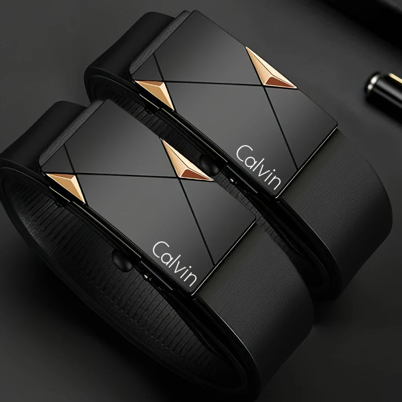 Men’s PU Leather Belt with Automatic Buckle – Casual & Business Style