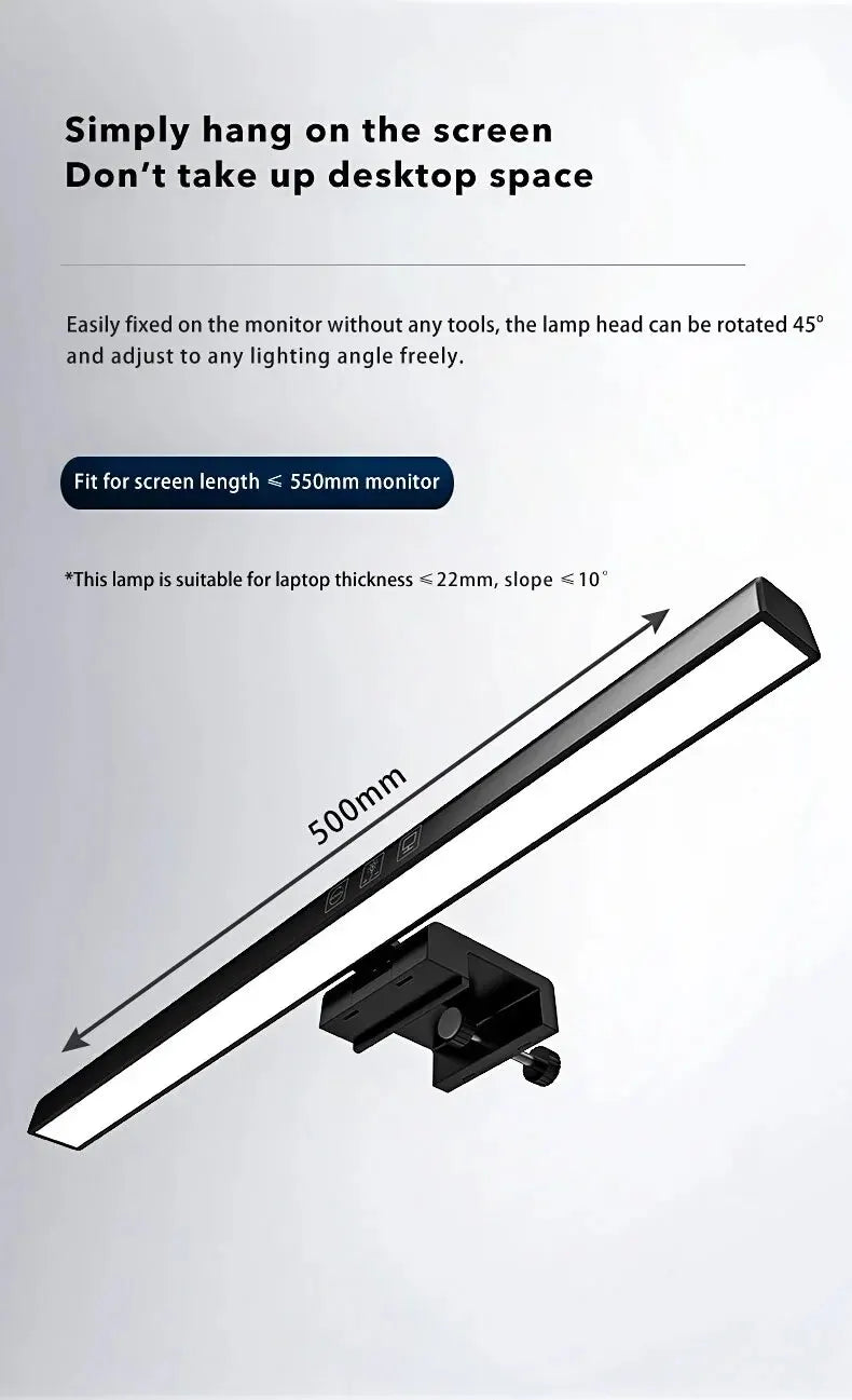 LED Desk Lamp Monitor Light Bar PC Computer Dimmable Screen Light 33cm 50cm Office Study Reading Hanging Table Lamp USB Powered