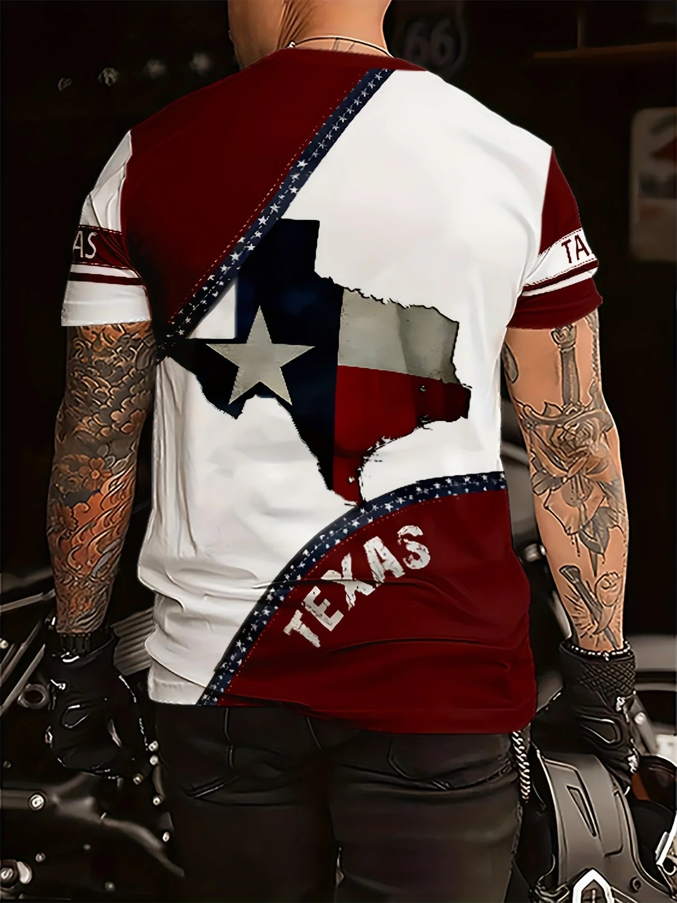 Men’s Texas Flag T-Shirt – Crew Neck, Polyester Knit, Regular Fit